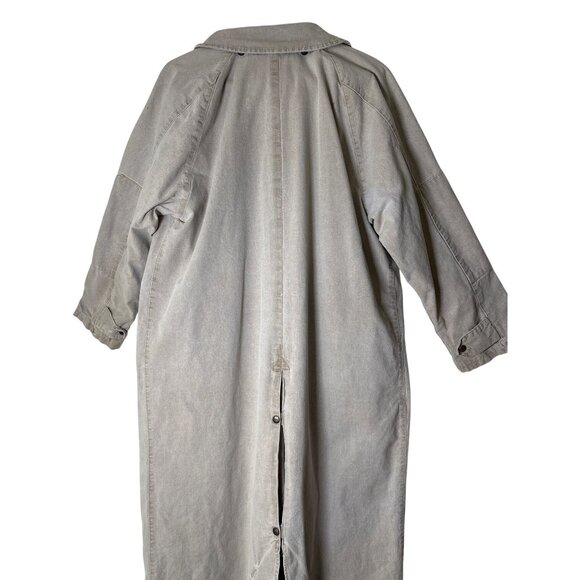 The Australian Outback Collection Duster Long Coat Khaki Washed Snap Size Medium - Picture 13 of 16